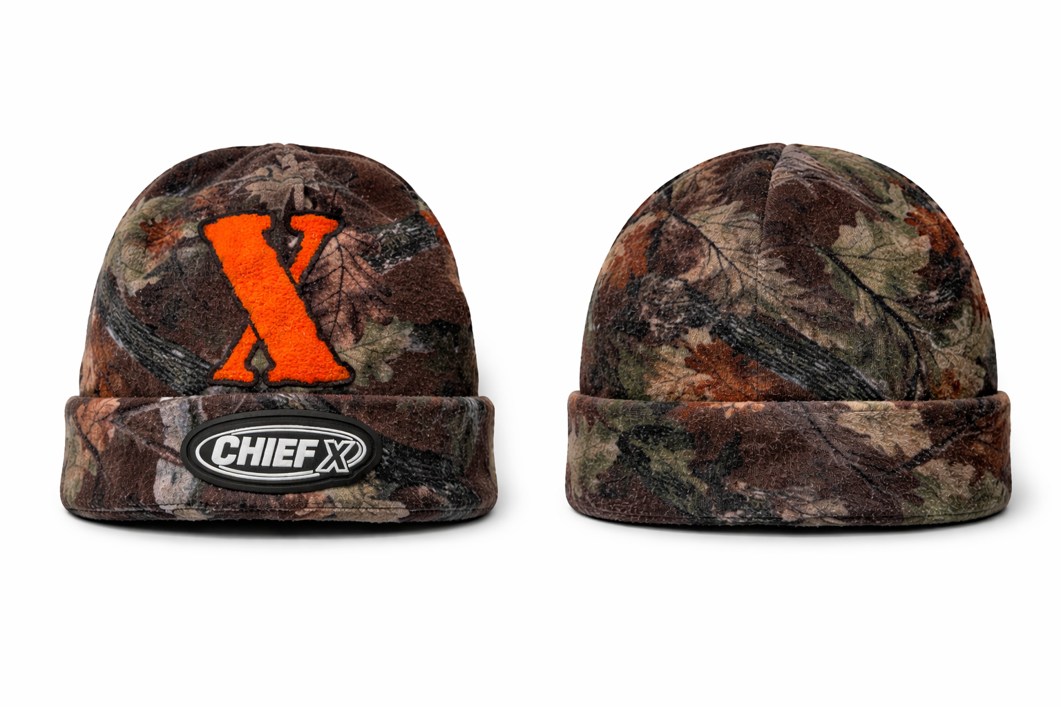 Chief X Camo Beanie – Chenille X + PVC Channel Patch
